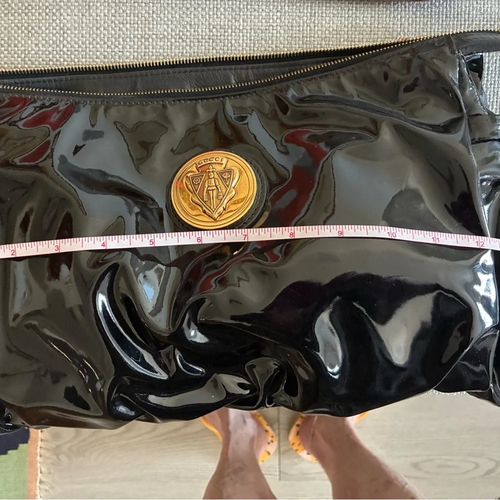 Gucci Black Patent Leather and Leather Bag with Gold Accents - Picture 4 of 10